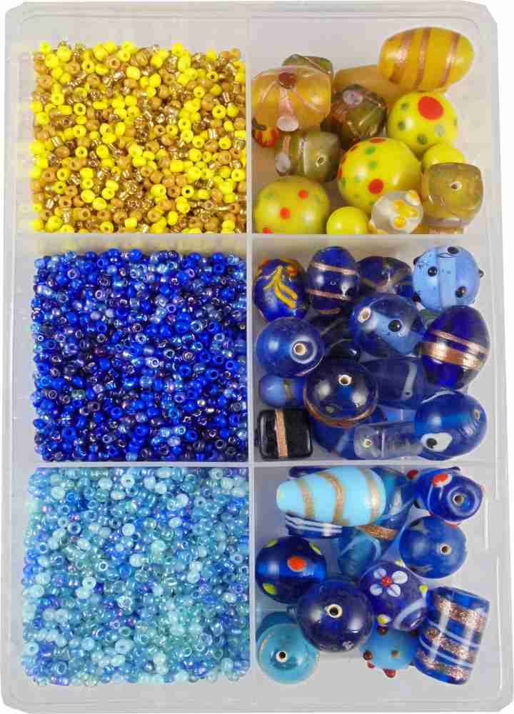 Fancy Blue Glass Large Hole Beads