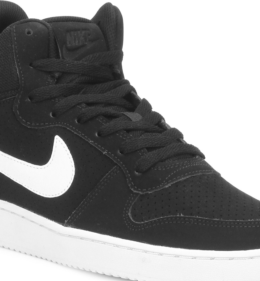 nike court borough mid black and white