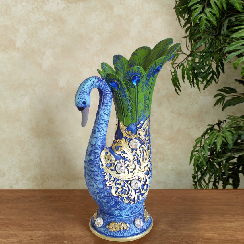 TIED RIBBONS Traditional Hand-Painted Decorative Ceramic Vases (Set of 2,  Multi, 7 & 7.5 Inches) for Home Decor Living Room Office Table Pottery Vase  for Pampas Grass Flowers Decoration Items : : Home