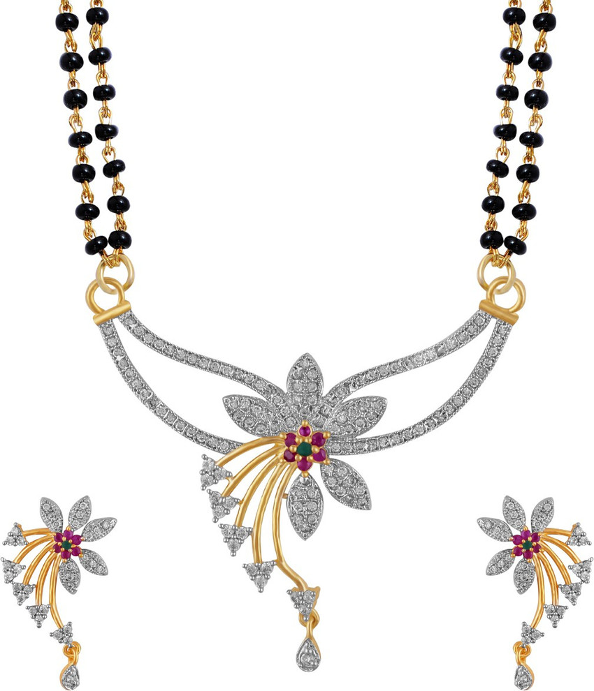 American Diamond Alloy Gold plated Rhodium Multicolor Jewellery