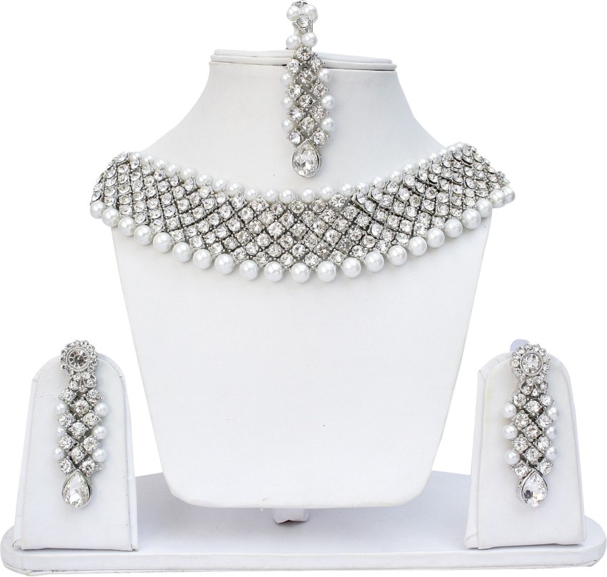 Lucky Jewellery Alloy White Jewellery Set Price in India - Buy Lucky  Jewellery Alloy White Jewellery Set Online at Best Prices in India