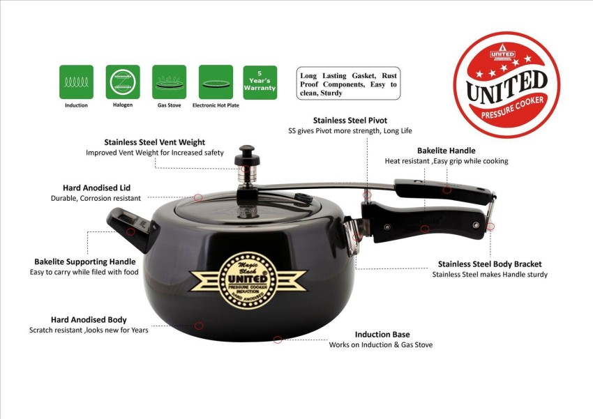 United cooker 5 outlet litre price flipkart