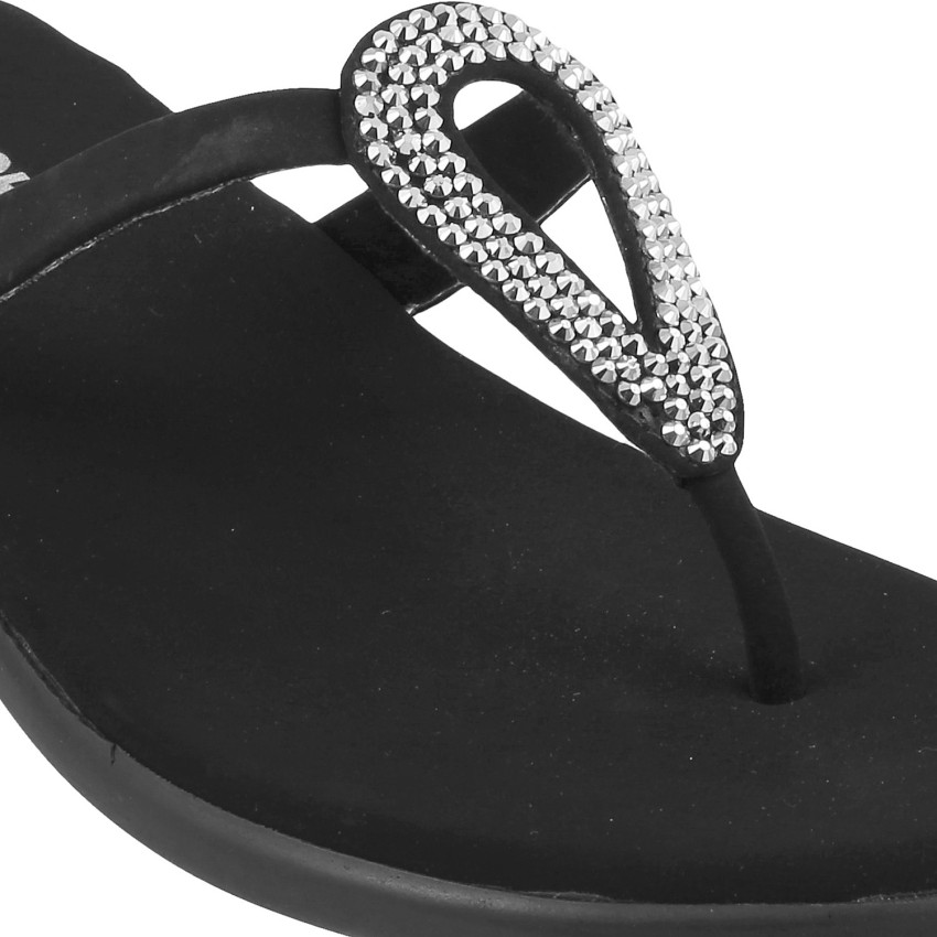 Sanuk Ibiza Monaco Rhinestone Flip Flops Sandals Black Size 7 8
