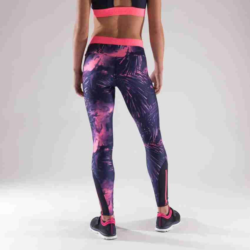 Domyos Decathlon Womens 2X Purple Pink Animal Print Athletic Leggings 12944