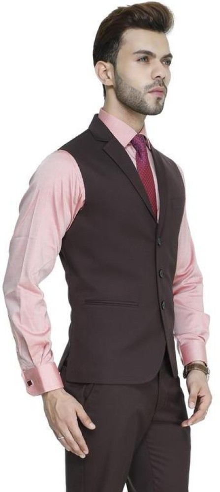 MANQ Solid Men Waistcoat Buy Wine MANQ Solid Men Waistcoat