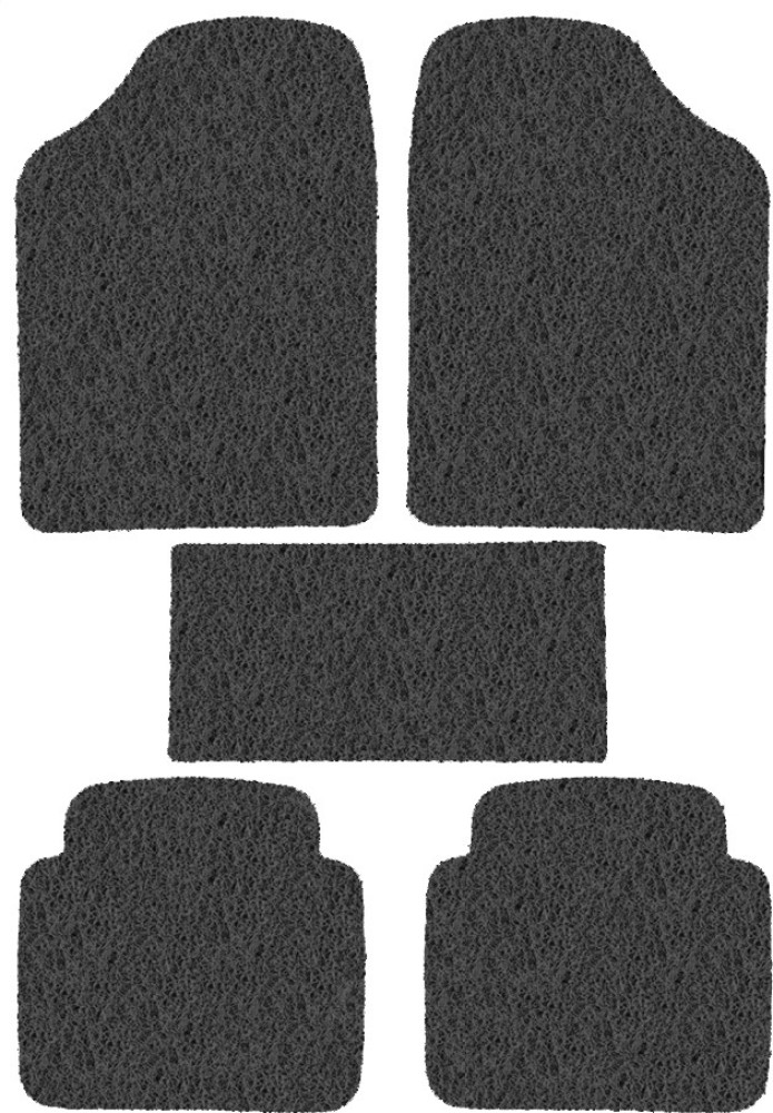 Universal Anti Skid Curly Car Foot Mats (Set of 5) - Grey Black