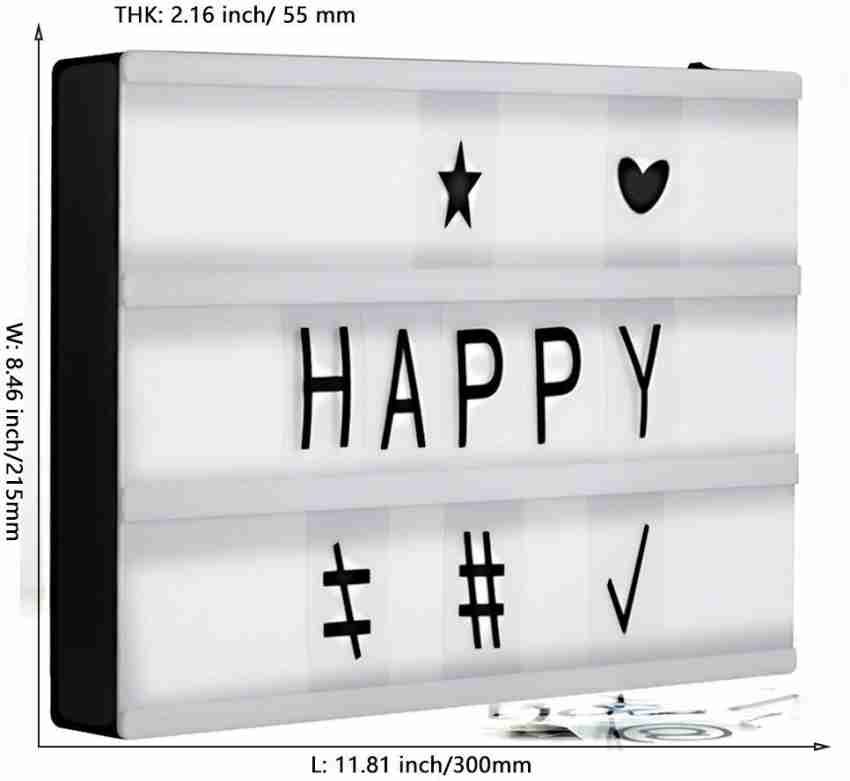Cinema Light Box Changing Lighted Up White & Color LED Cinematic Set. A4 Size DIY Board with 255 Black & Colored Letters Numbers Symbols and Images
