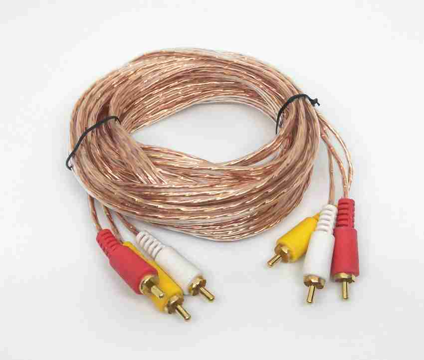 3 RCA Cable (15 FT) - 3RCA AV RCA Composite Video + 2RCA Stereo Audio M/M  Male to Male Dual Shielded RCA Connector Plug Jack Wire Cord