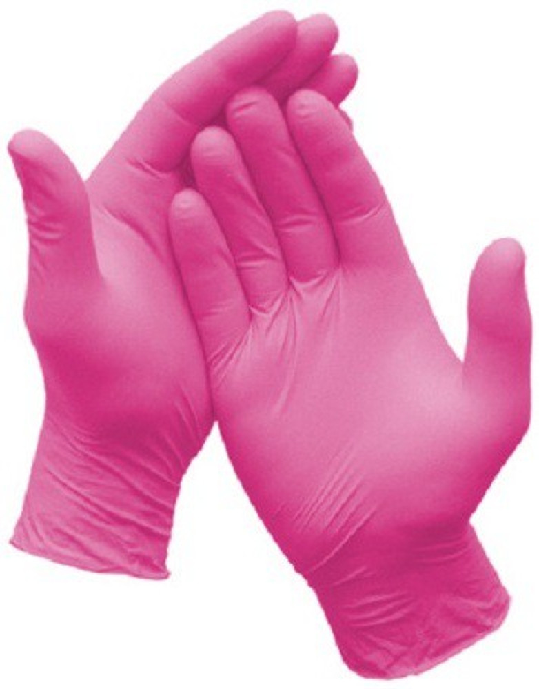 Pink examination gloves store