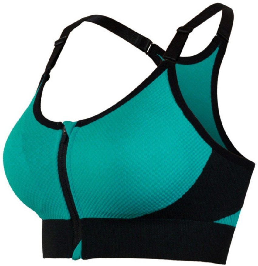 Deevaz Medium Impact Padded non-wired Sports Bra in Olive Green Colour with  Adjustable strap detailing.