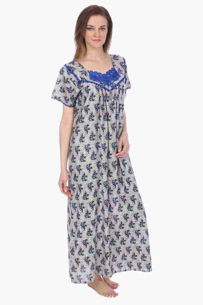 9shines Label Knee Length Cotton Night Dress for Women, Short Nighty, Graphic Print Nightwear