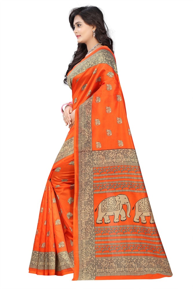 Buy Jaanvi Fashion Self Design Daily Wear Crepe Orange Sarees