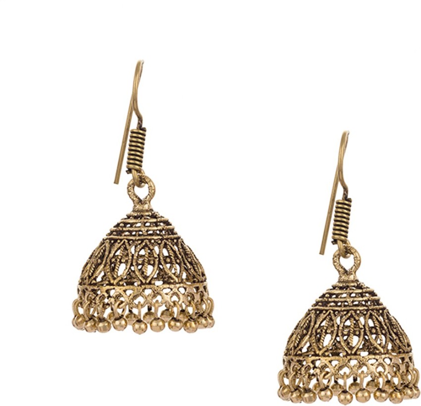  Buy Jewelz Traditional Gold Oxidised Fish Hook Jhumka  Earrings for Women Metal Jhumki Earring Online at Best Prices in India