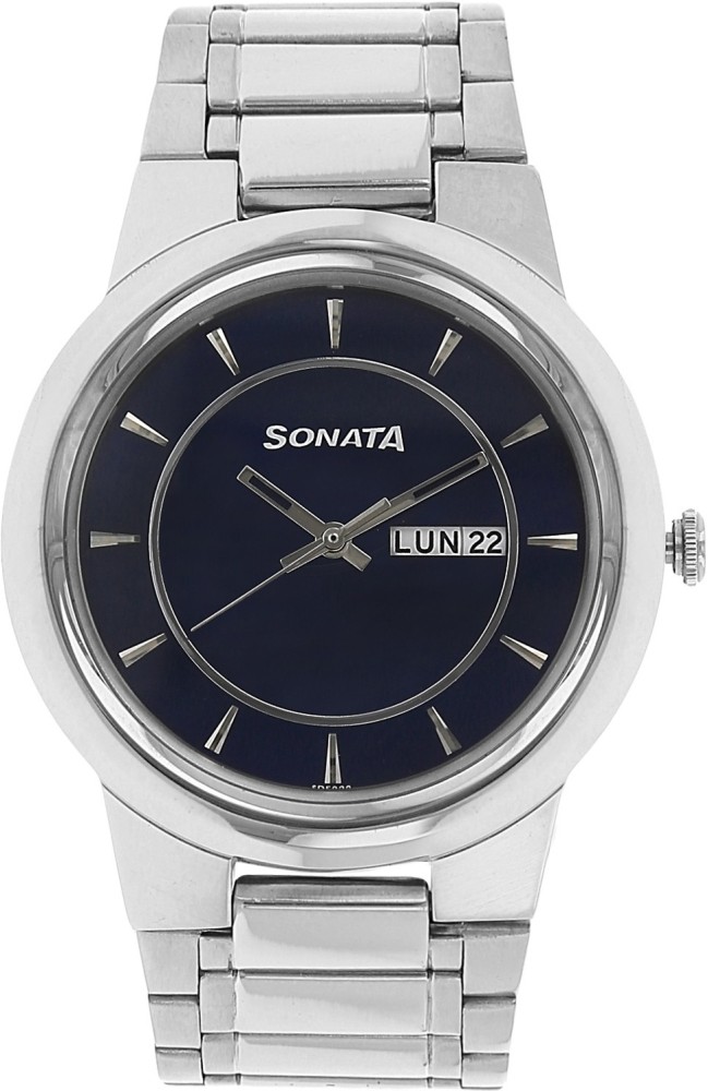 Sonata 77106sm03 best sale analog watch