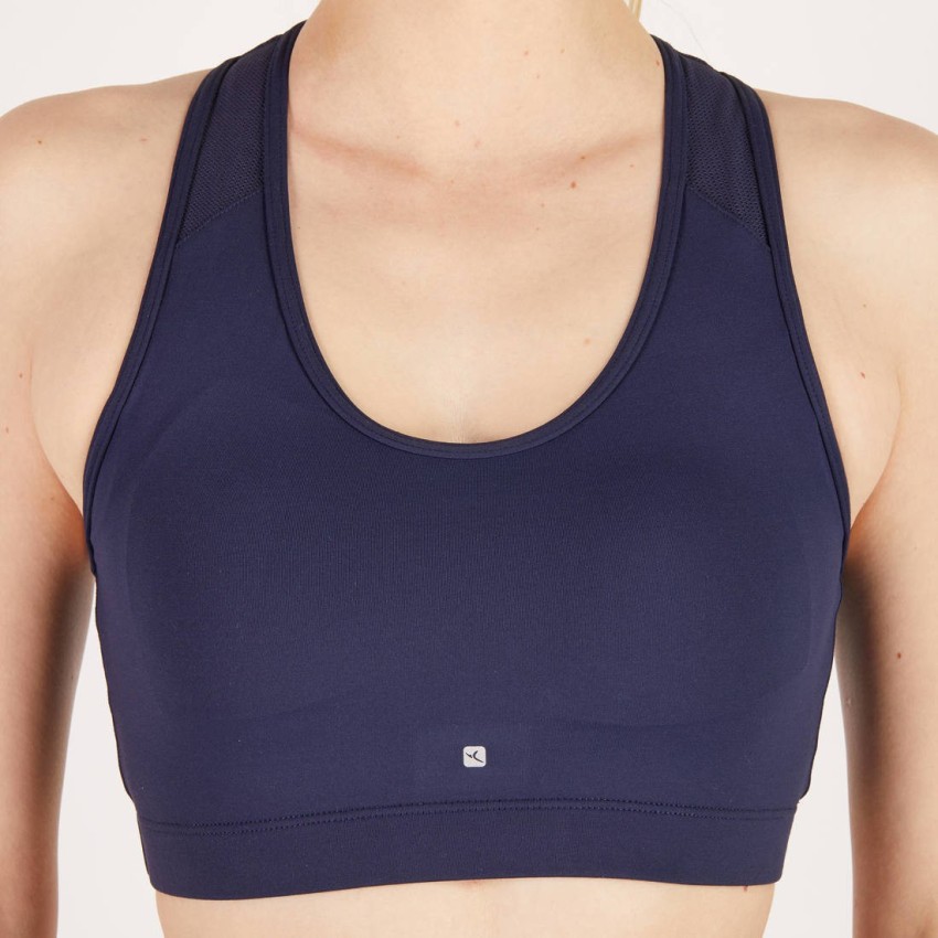 Decathlon Sports India - Women's High-Support Front Zip Fitness Sports Bra  - Print We are passionate about cardio fitness and designed this product  for high-impact cardio fitness activities. A sports bra with