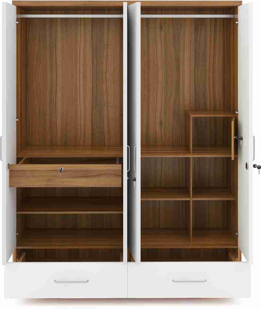 SPACEWOOD Apex Engineered Wood 4 Door Wardrobe Price in India