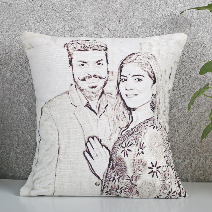 Ferns N Petals Microfibre Personalized Couple Sketch Cushion Decorative Cushion Pack of 1 Buy Ferns N Petals Microfibre Personalized Couple Sketch Cushion Decorative Cushion Pack of 1 Online at Best P...