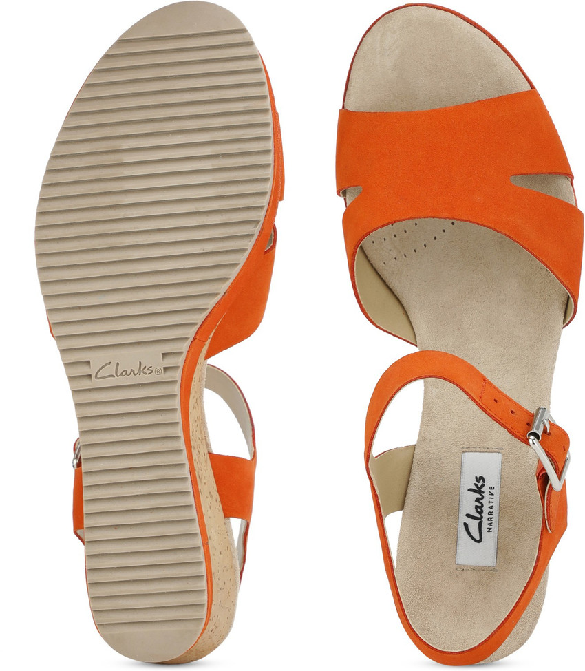 Clarks orange wedges store