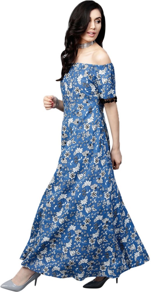 Aks women's maxi blue dress best sale