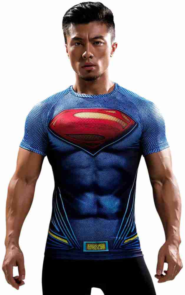 Mens t shirt compression top gym superhero avengers marvel muscle superman