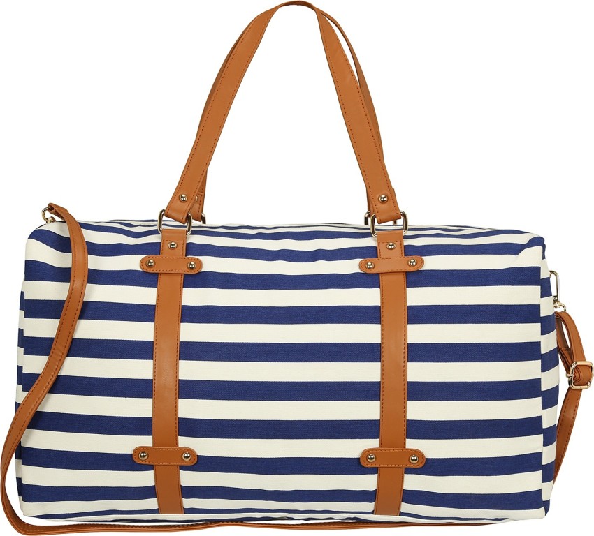 Blue and white 2024 striped weekender bag