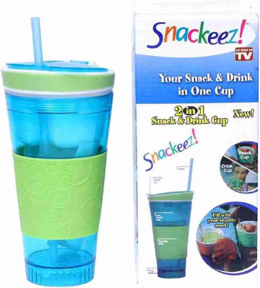 Snackeez Plastic 2 in 1 Snack & Drink Cup One Cup Assorted Colors