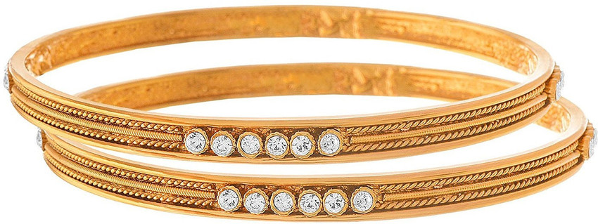 JFL Jewellery for Less Copper Diamond Gold plated Bangle Set Price
