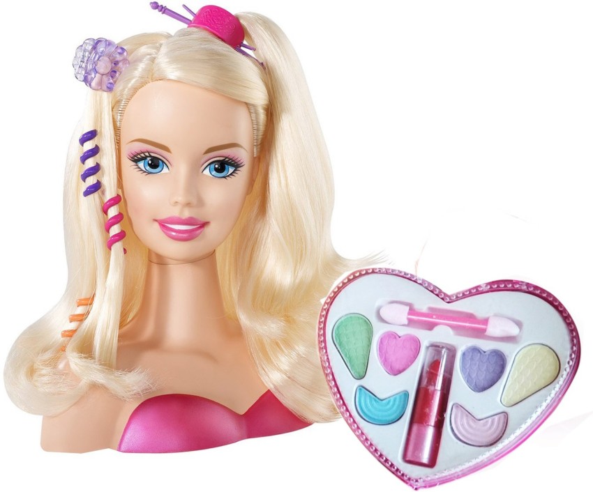 barbie styling head with makeup