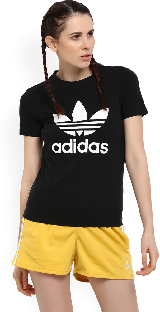 ADIDAS ORIGINALS Printed Women Round Neck Black T Shirt Buy