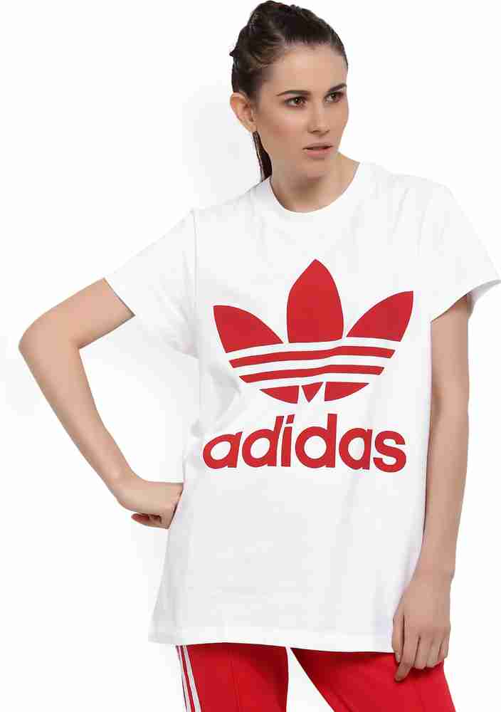 ADIDAS ORIGINALS Printed Women Round Neck Red White T Shirt Buy