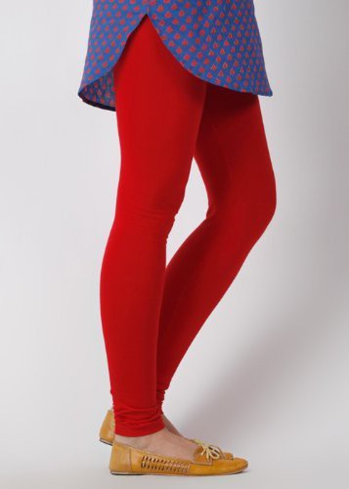 COTTON ANKLE LEGGINGS - RED