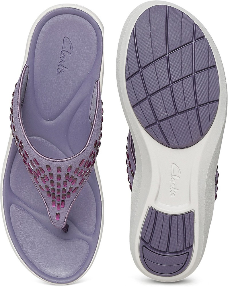 Purple clarks sale flip flops