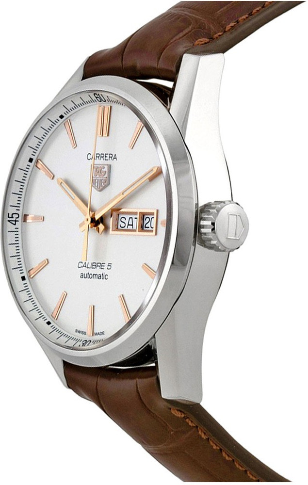 TAG HEUER Carrera Brown Alligator Leather Strap Analog Watch For