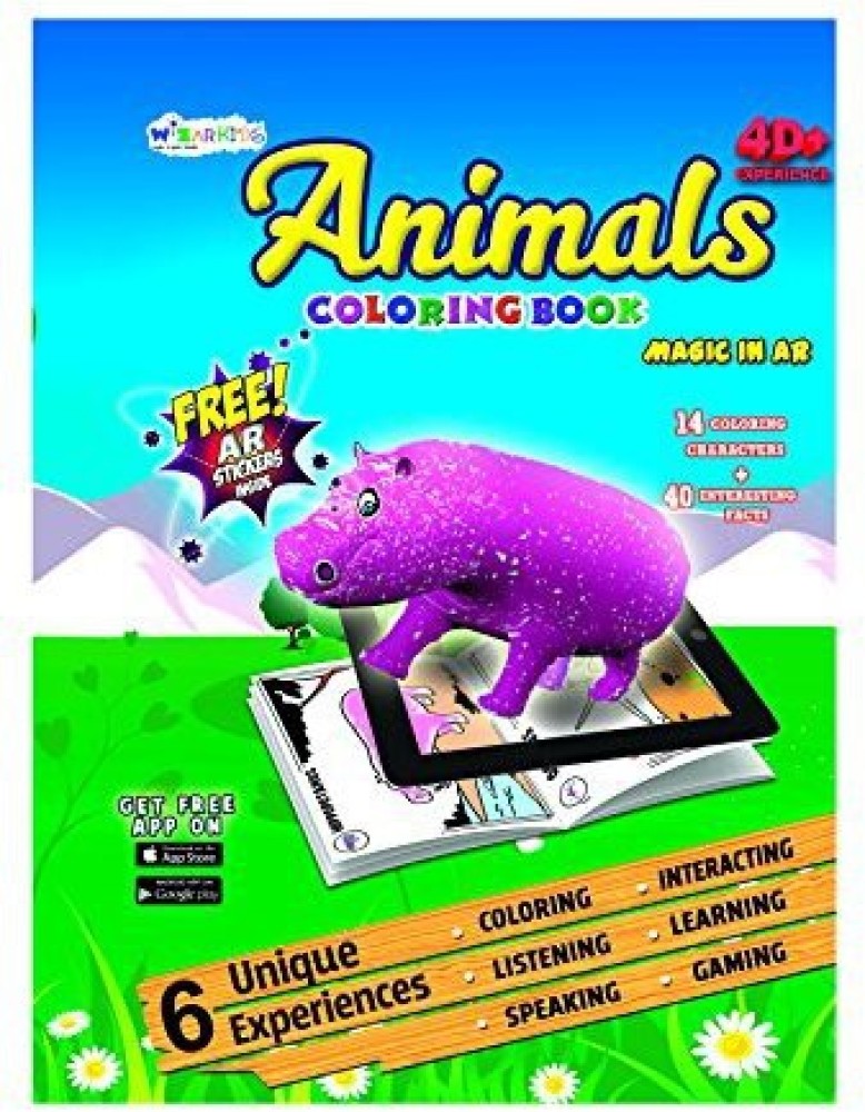 Safari Animals Magic Coloring Book for Kids Ages 4-8 with Augmented Reality  (Color, Scan, Play) - 12 Markers & App Included 
