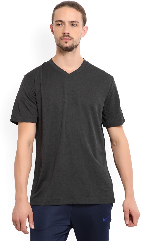 ADIDAS Solid Men V Neck Grey T Shirt Buy Black ADIDAS Solid Men