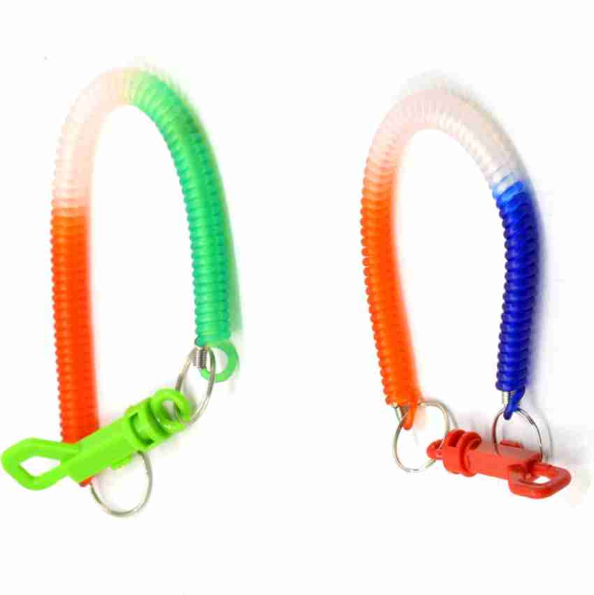 faynci Key Ring Spiral Multicolor Plastic Key Chain Stretchable String  Metal Clip Holder