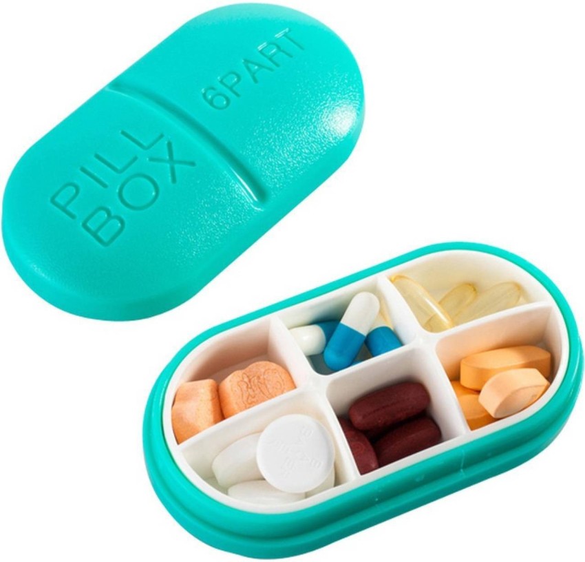 ATB 2 Weekly Pill Box Organizer 6 Compartment Holder Case Medicine Storage Travel