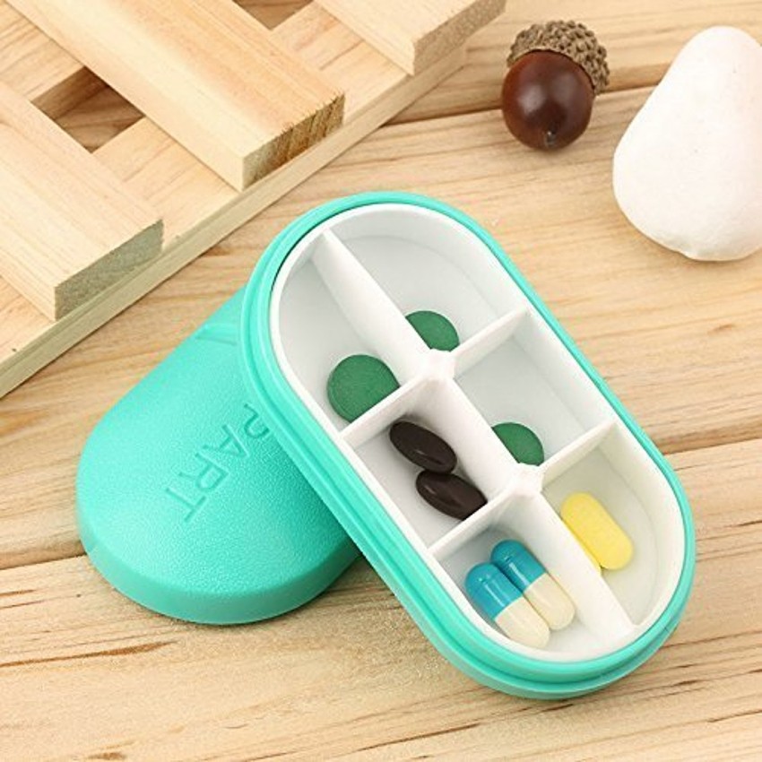 ATB 2 Weekly Pill Box Organizer 6 Compartment Holder Case Medicine Storage Travel