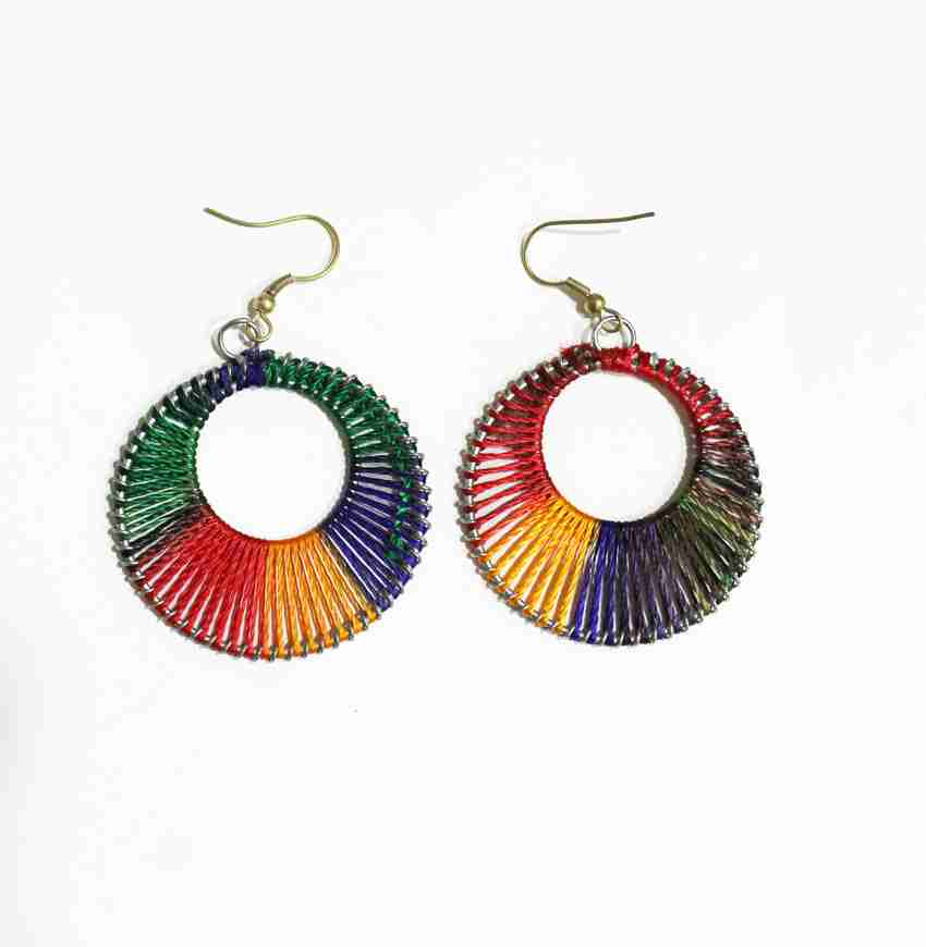 Multi colour thread earrings on sale