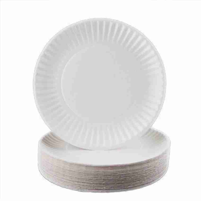 Fonteme 6-Inch Disposable Paper Plates – 100 Count | White & Uncoated Microwavable Bulk Paper Plates | Perfect for Everyday Meals, Parties, and