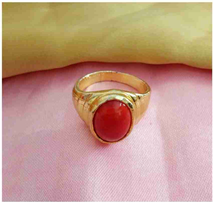 rich famous New Classic Collection Of Oval Shape Munga Red Coral Stone Design Metal Gold Plated Ring Price in India Buy rich famous New Classic Collection Of Oval Shape Munga Red Coral Stone