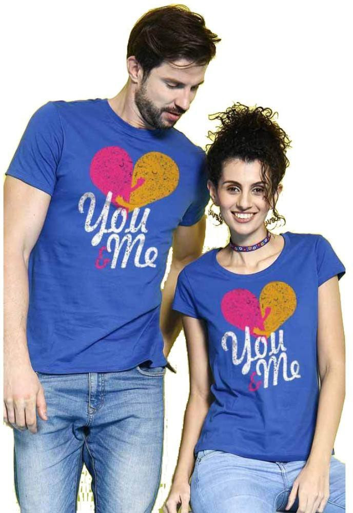 BonOrganik Printed Couple Round Neck Blue T Shirt Buy BonOrganik Printed Couple Round Neck Blue T Shirt Online at Best Prices in India Flipkart