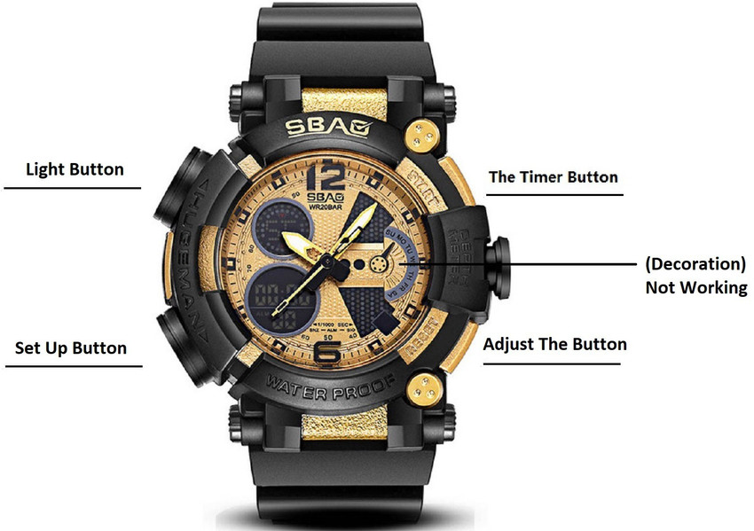 SBAO Analog Digital Watch For Men Buy SBAO Analog Digital Watch For Men Gold Dial SB 401 Online at Best Prices in India Flipkart