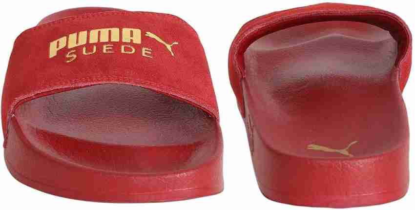 Puma suede hot sale slides red