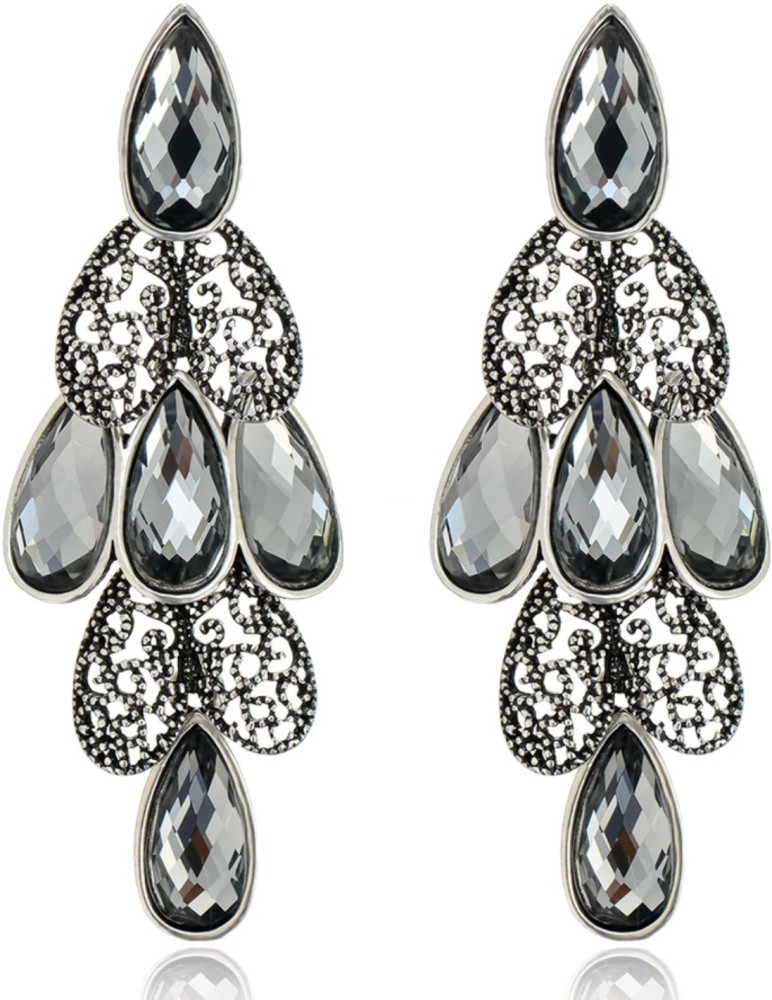 Buy Yellow Chimes Silver Toned Sparkling Blue Crystal Drop Earrings at  Rs1300 online  Jewellery online