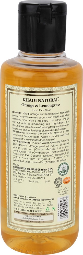 Khadi Organique Orange & Lemongrass Face Wash SLS & Paraben Free