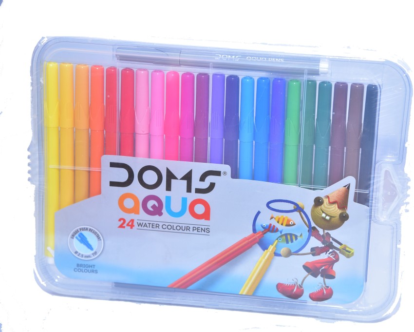 DOMS Aqua Watercolour Sketch Pen Set with Plastic Case 24 Assorted Shades