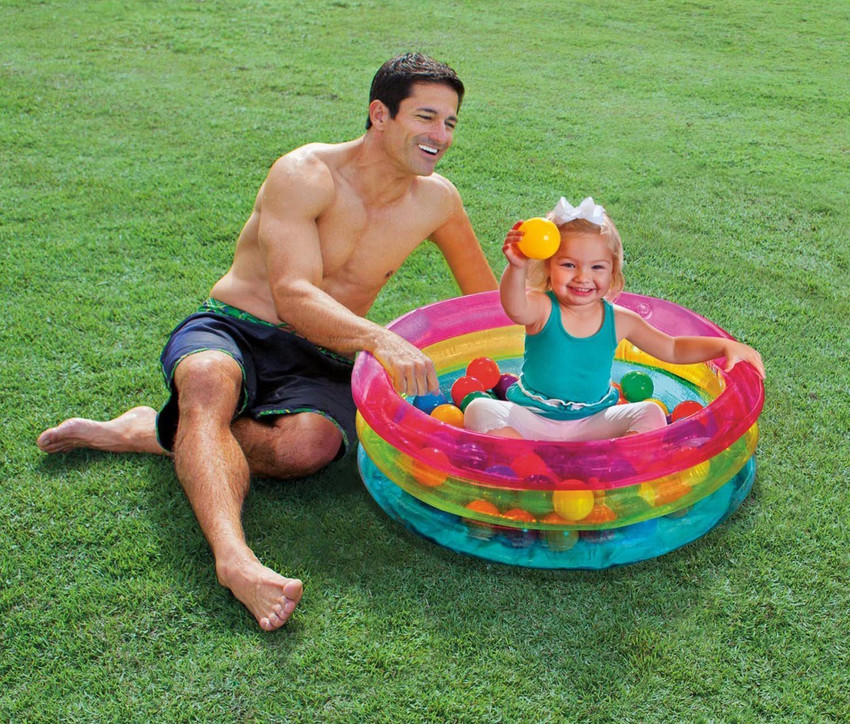 INTEX Baby Inflatable Round Bath Tub with Colorful Balls