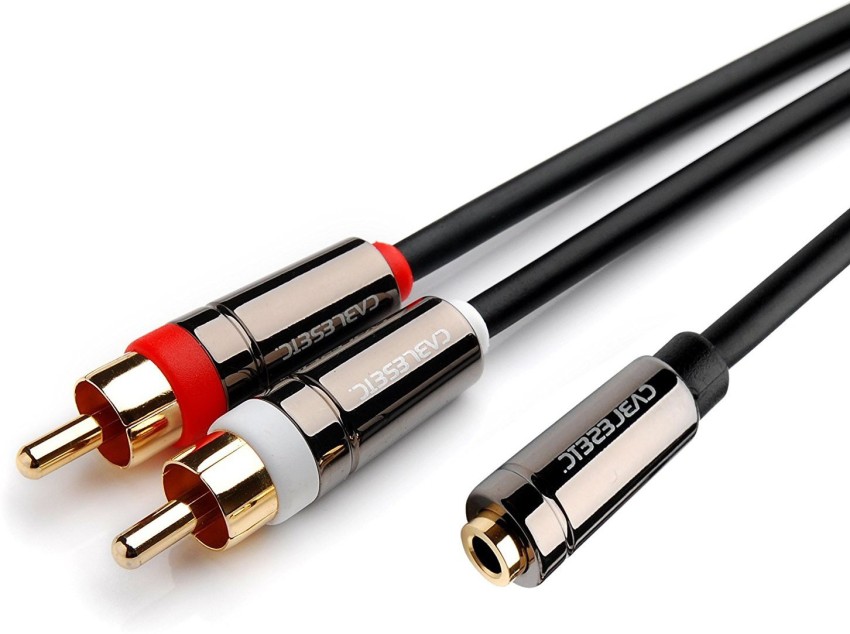 Techvik RCA Audio Video Cable 5 m 5 meter Stereo AUX 3.5mm male Jack to 2  Male Speaker Amplifier Connect
