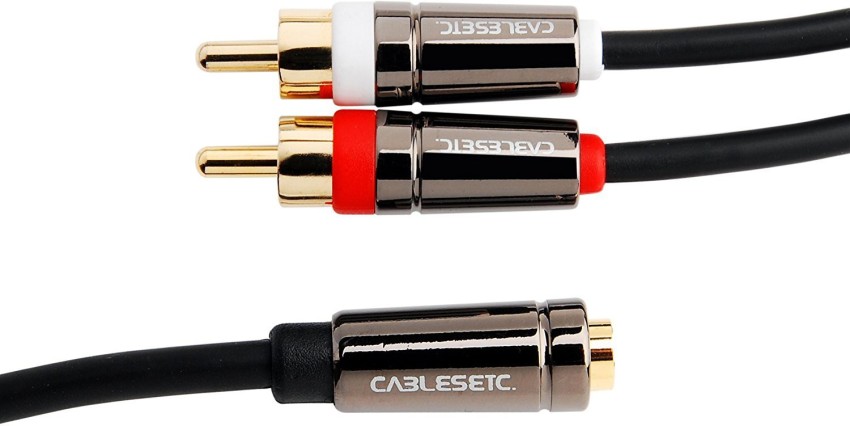 Techvik RCA Audio Video Cable 5 m 5 meter Stereo AUX 3.5mm male Jack to 2  Male Speaker Amplifier Connect